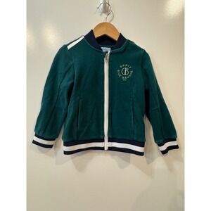 Jacadi‎ Paris Boys Green Rive Gauche Bicycle Bomber Jacket Zip Up Size 4A 104cm
